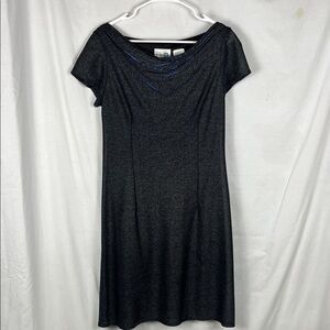 Paul Harris Design Vintage Black and Blue Shimmer Metallic Midi Dress